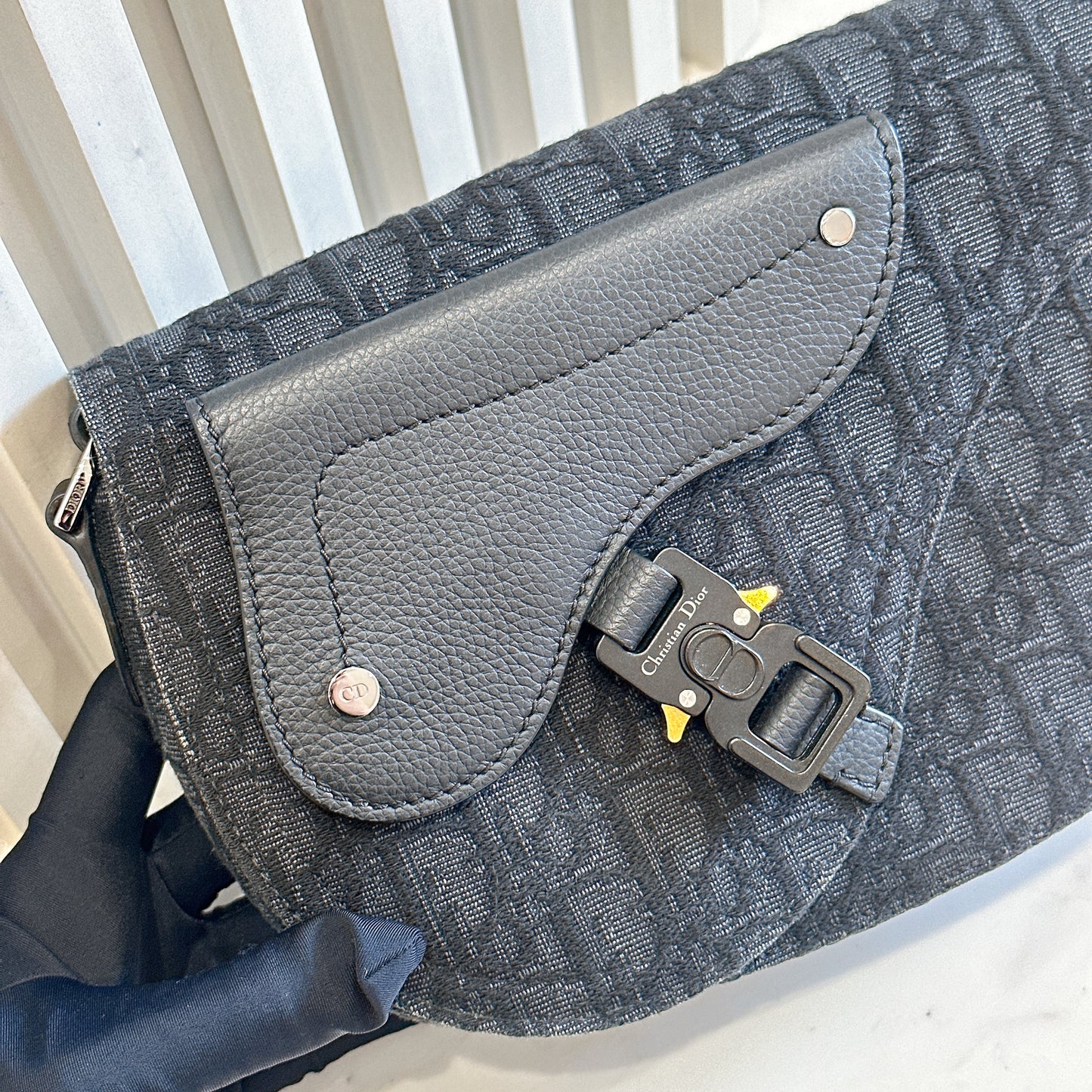 Dior Saddle Messenger Bag in Black Dior Oblique Jacquard