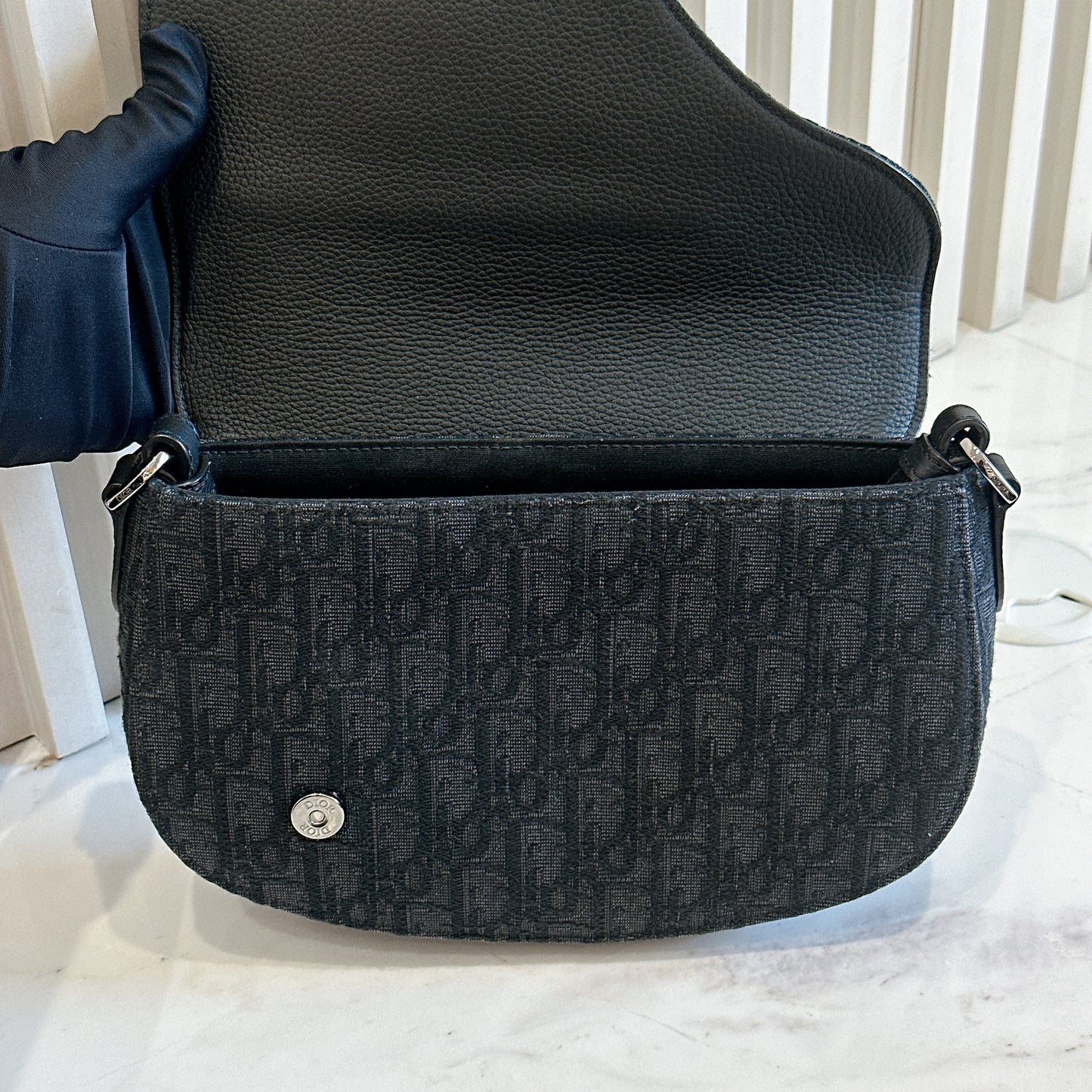 Dior Saddle Messenger Bag in Black Dior Oblique Jacquard