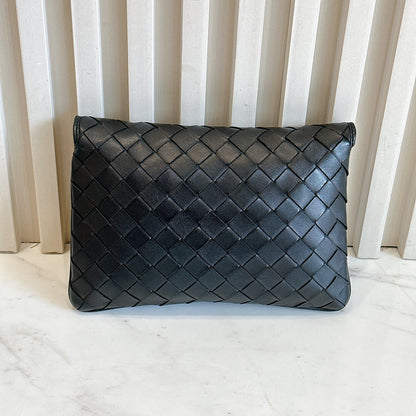 Bottega Veneta Black Intrecciato Leather Wallet on Chain