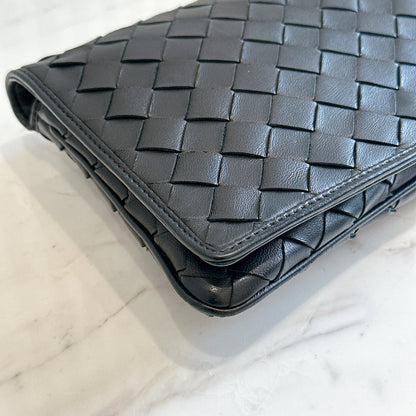 Bottega Veneta Black Intrecciato Leather Wallet on Chain