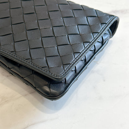 Bottega Veneta Black Intrecciato Leather Wallet on Chain