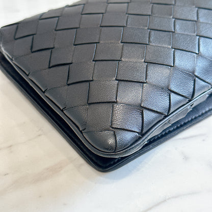 Bottega Veneta Black Intrecciato Leather Wallet on Chain