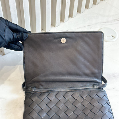 Bottega Veneta Black Intrecciato Leather Wallet on Chain