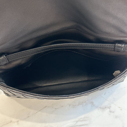 Bottega Veneta Black Intrecciato Leather Wallet on Chain