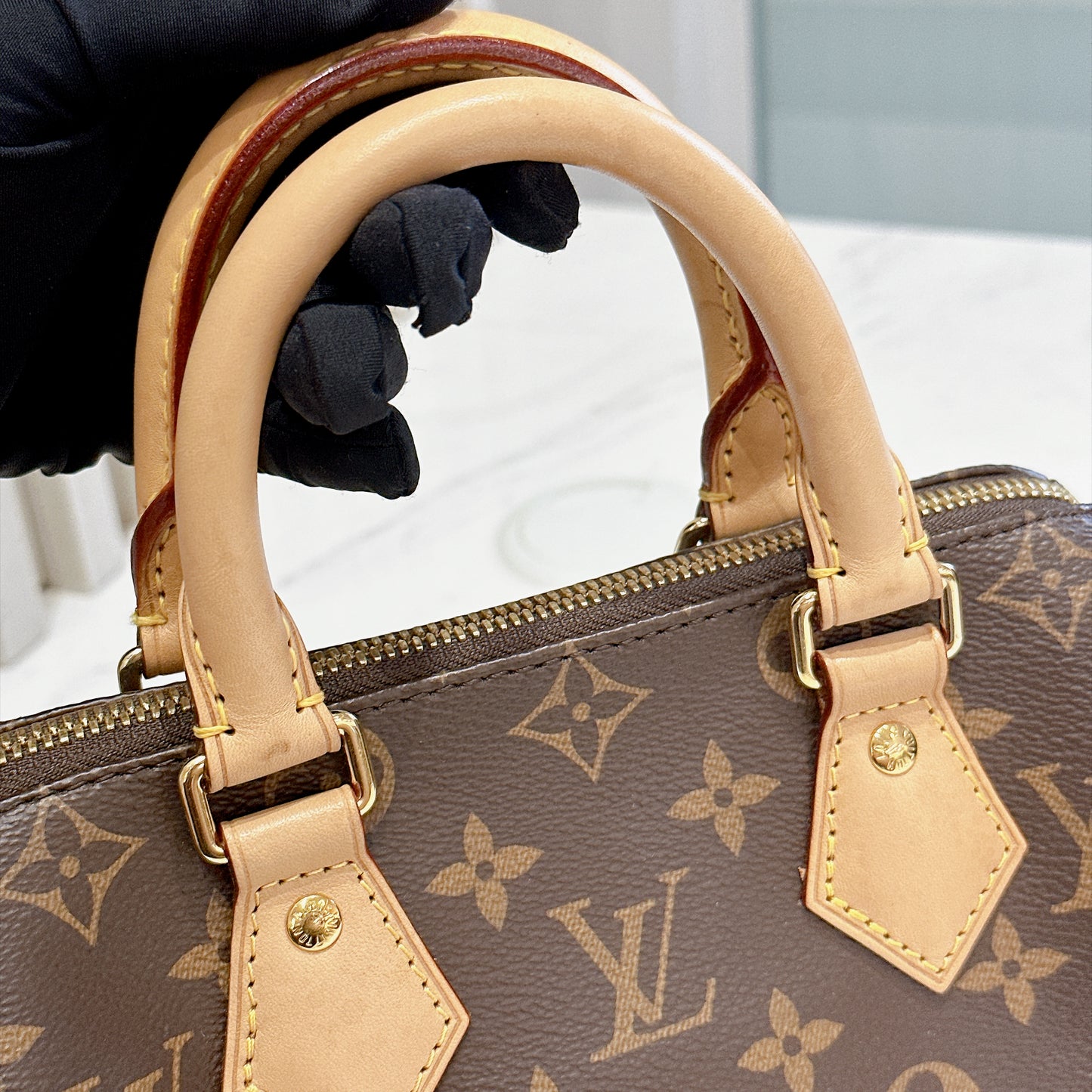 LV Monogram Speedy 20 in Black Strap
