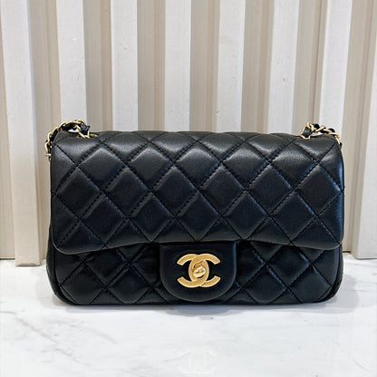 Chanel Mini Rectangle with Pearl Crush in Black GHW