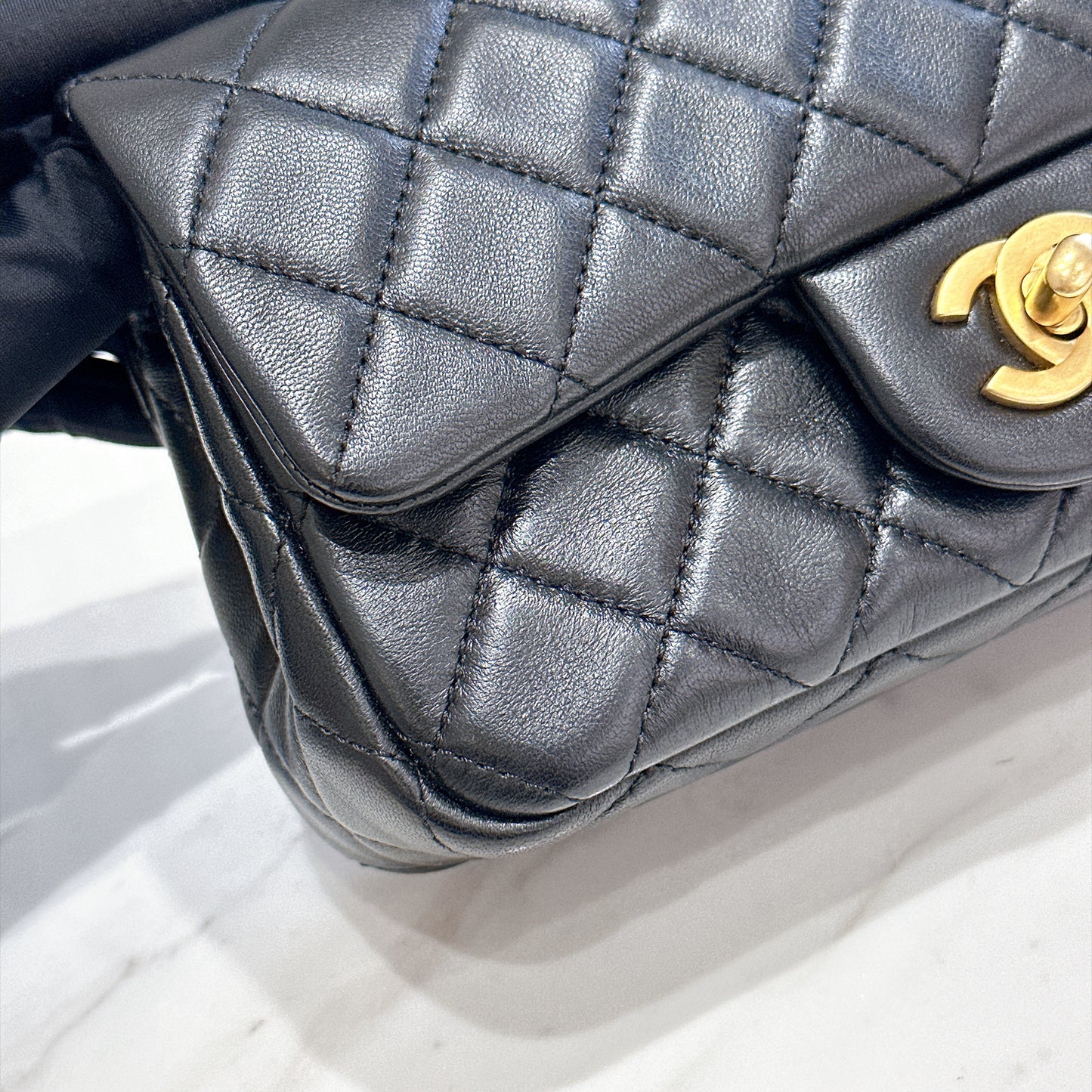 Chanel Mini Rectangle with Pearl Crush in Black GHW