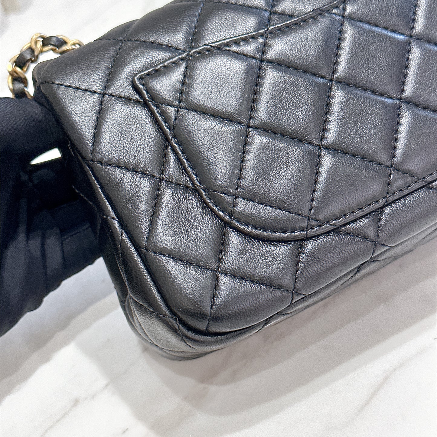 Chanel Mini Rectangle with Pearl Crush in Black GHW