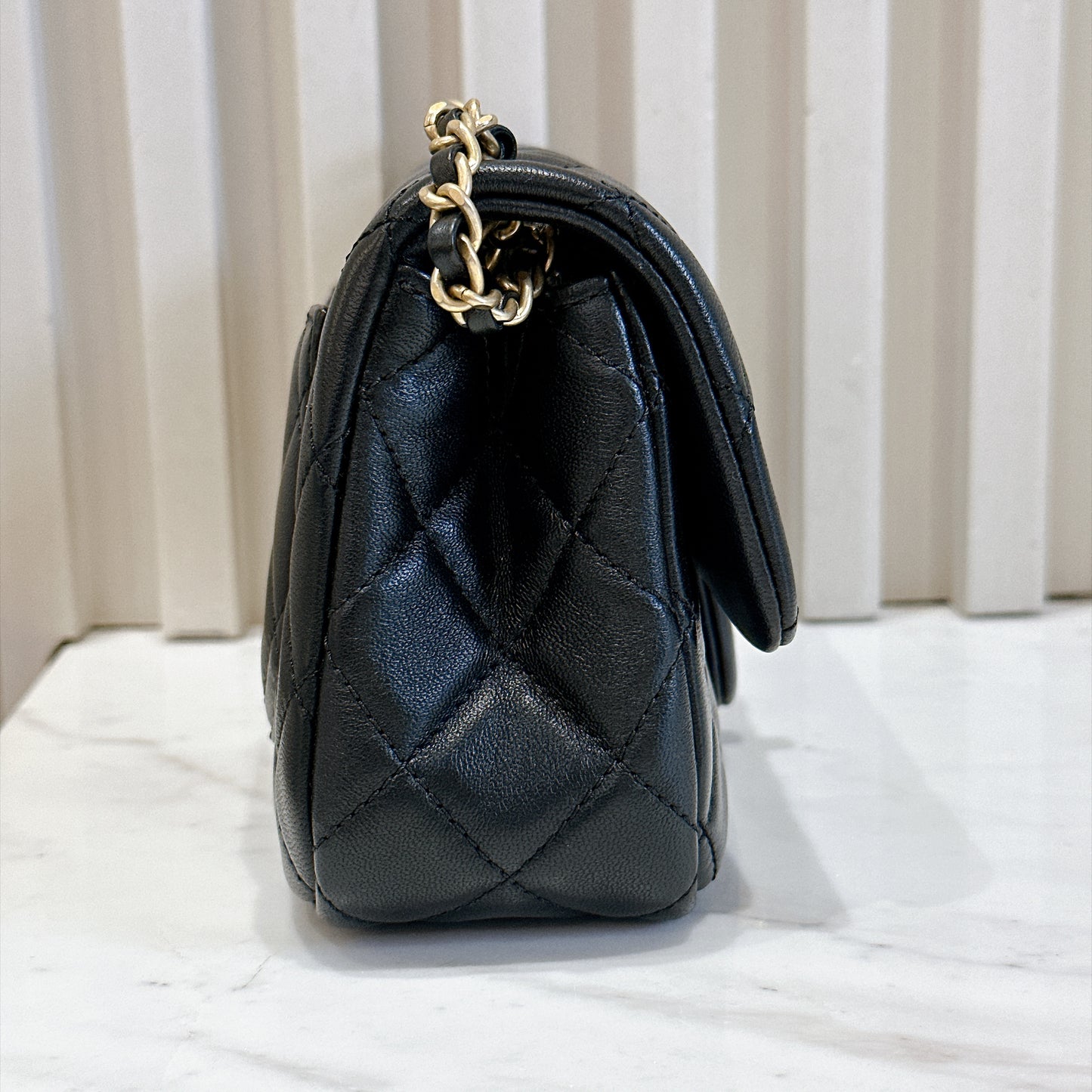 Chanel Mini Rectangle with Pearl Crush in Black GHW