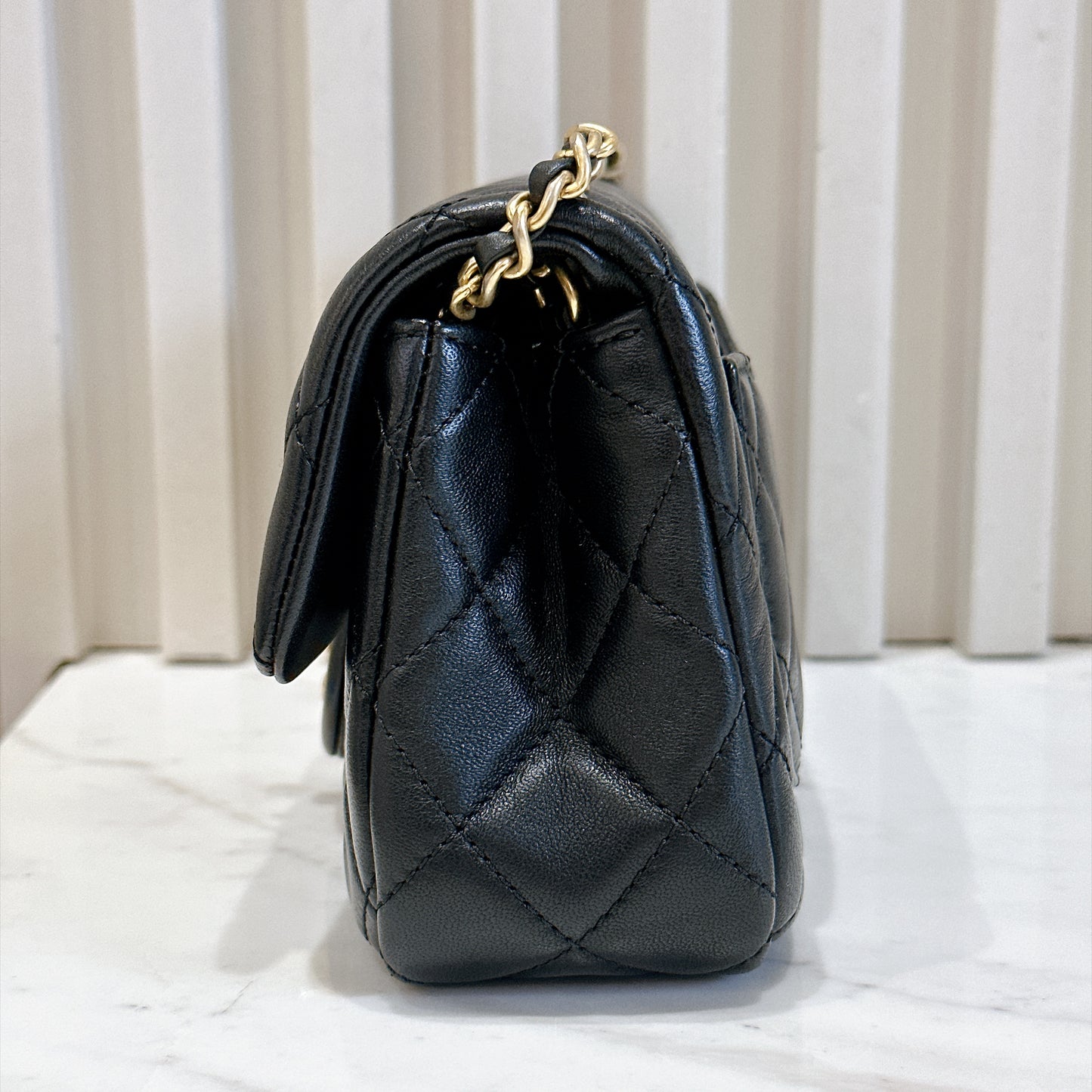 Chanel Mini Rectangle with Pearl Crush in Black GHW