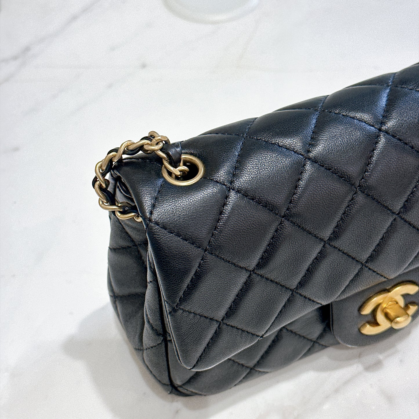 Chanel Mini Rectangle with Pearl Crush in Black GHW