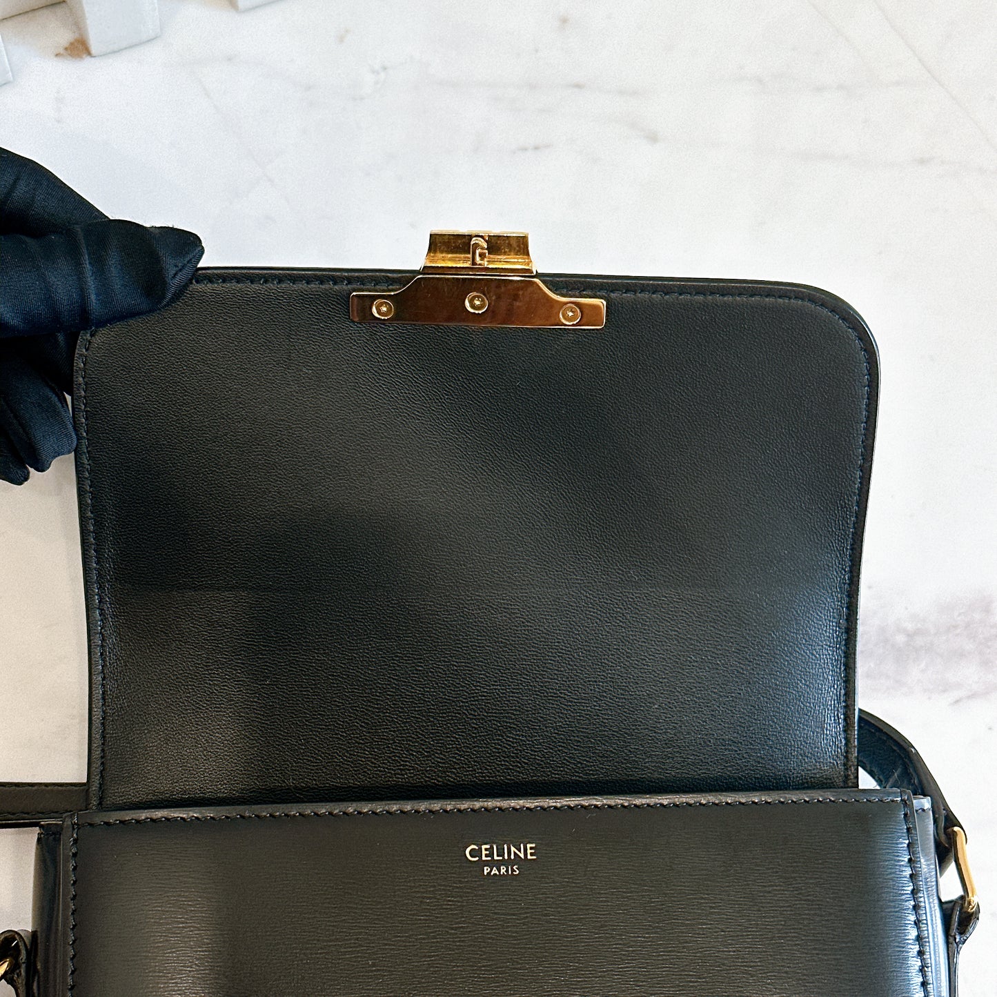 Celine Teen Triomphe in Black Calfskin