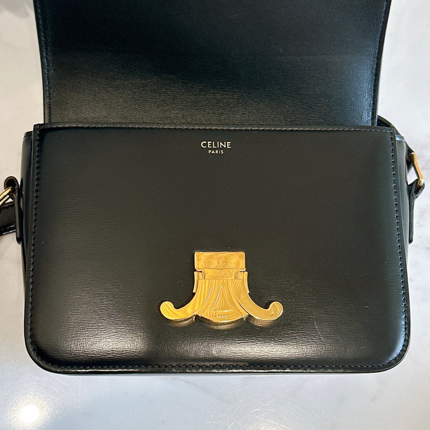 Celine Teen Triomphe in Black Calfskin