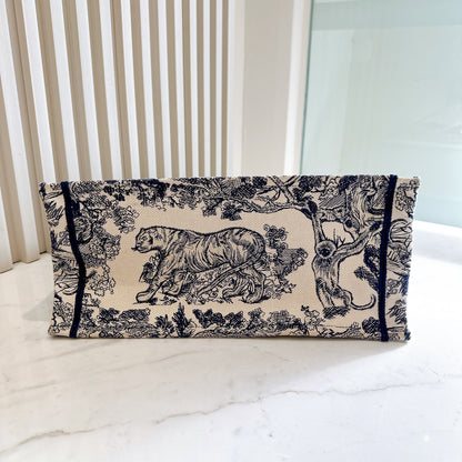 Dior Medium Book Tote in Ecru and Blue Toile De Jouy Embroidery