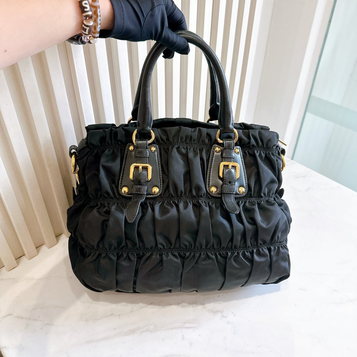 Prada Gaufre Nylon in Black