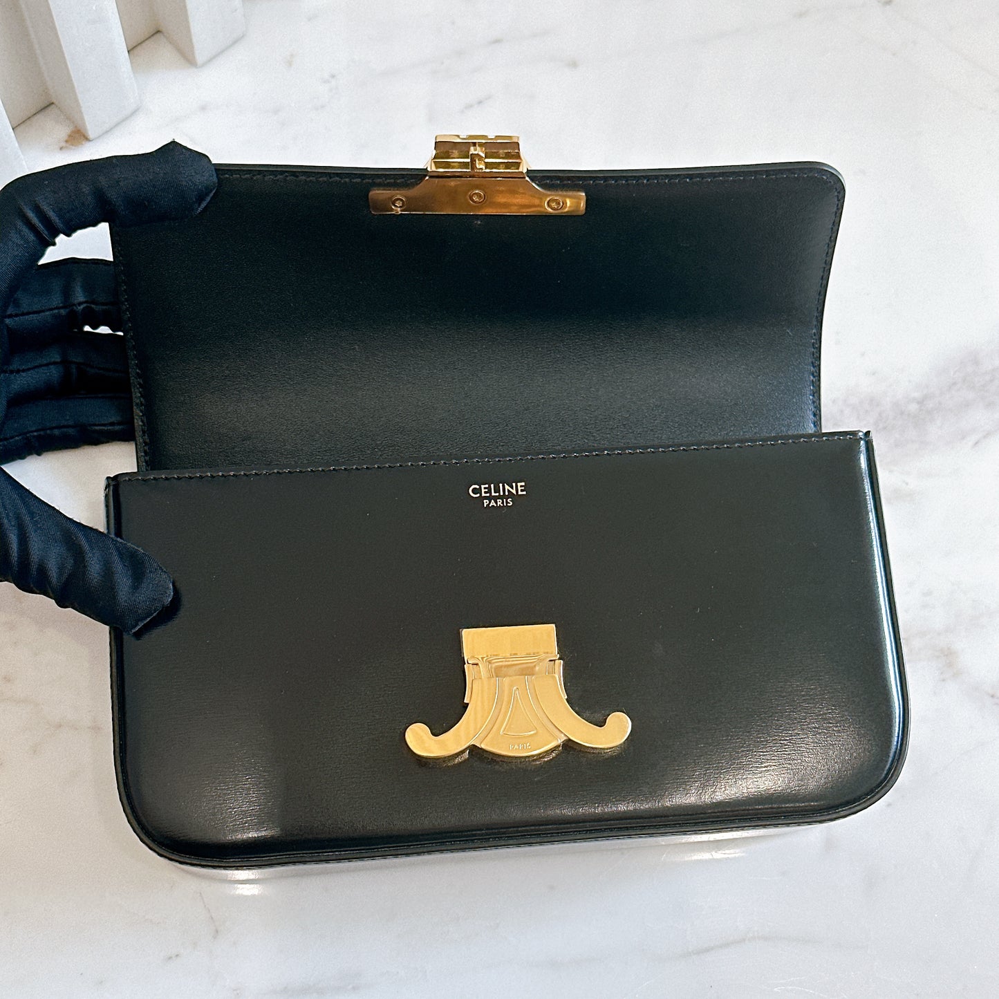 Celine Claude Chain Bag in Black GHW