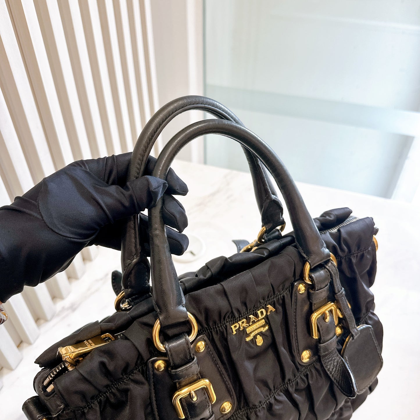 Prada Gaufre Nylon in Black