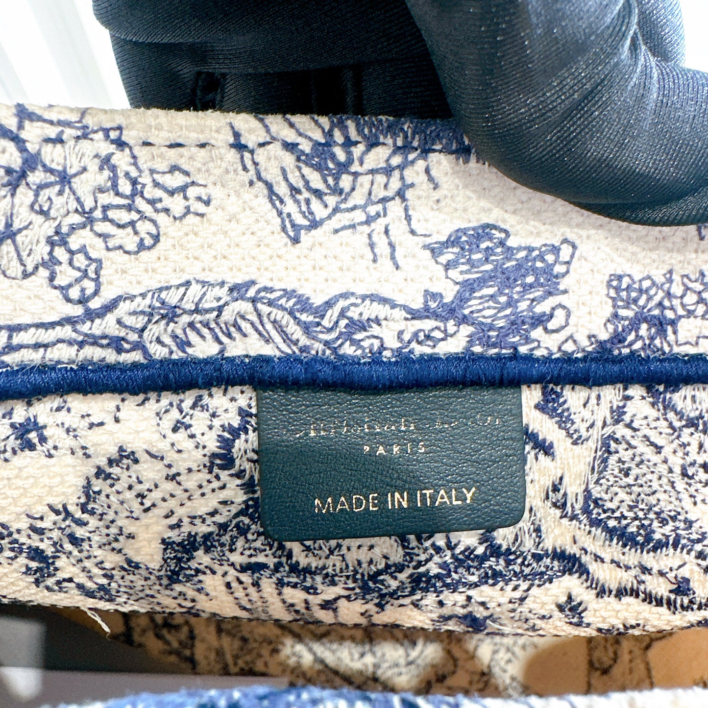 Dior Medium Book Tote in Ecru and Blue Toile De Jouy Embroidery