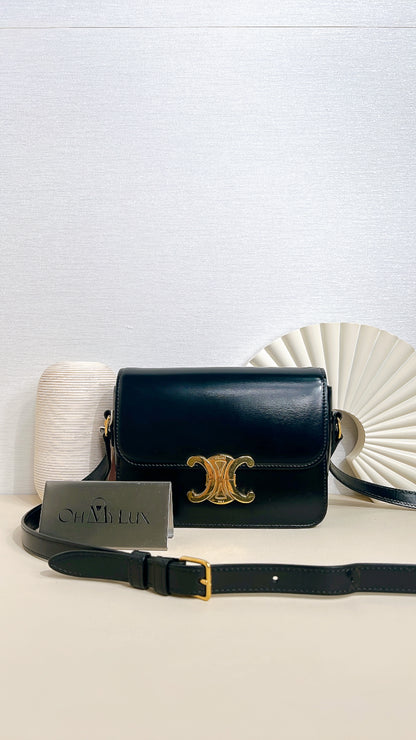 Celine Teen Triomphe in Black Calfskin