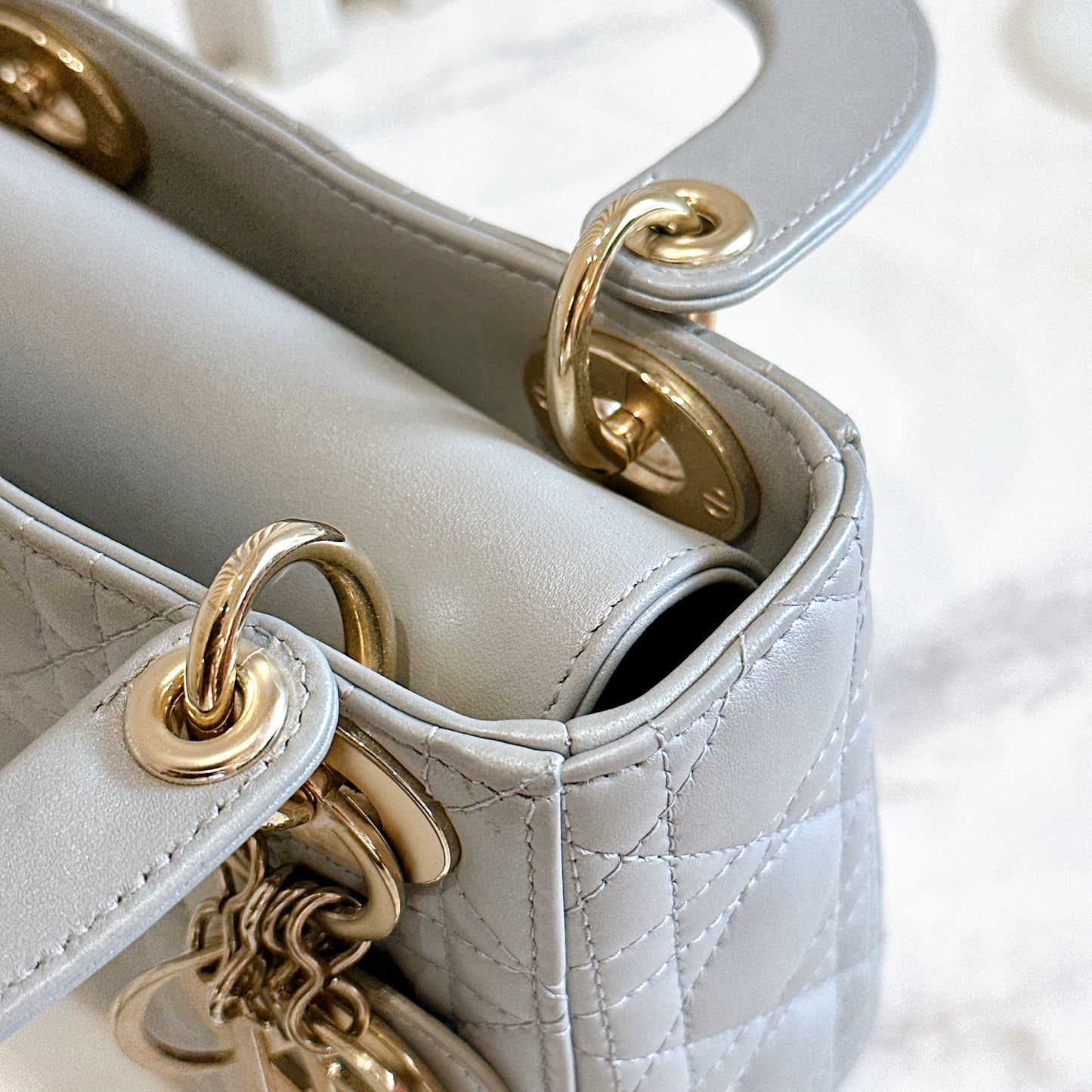 Mini Lady Dior in Grey Pearlescent