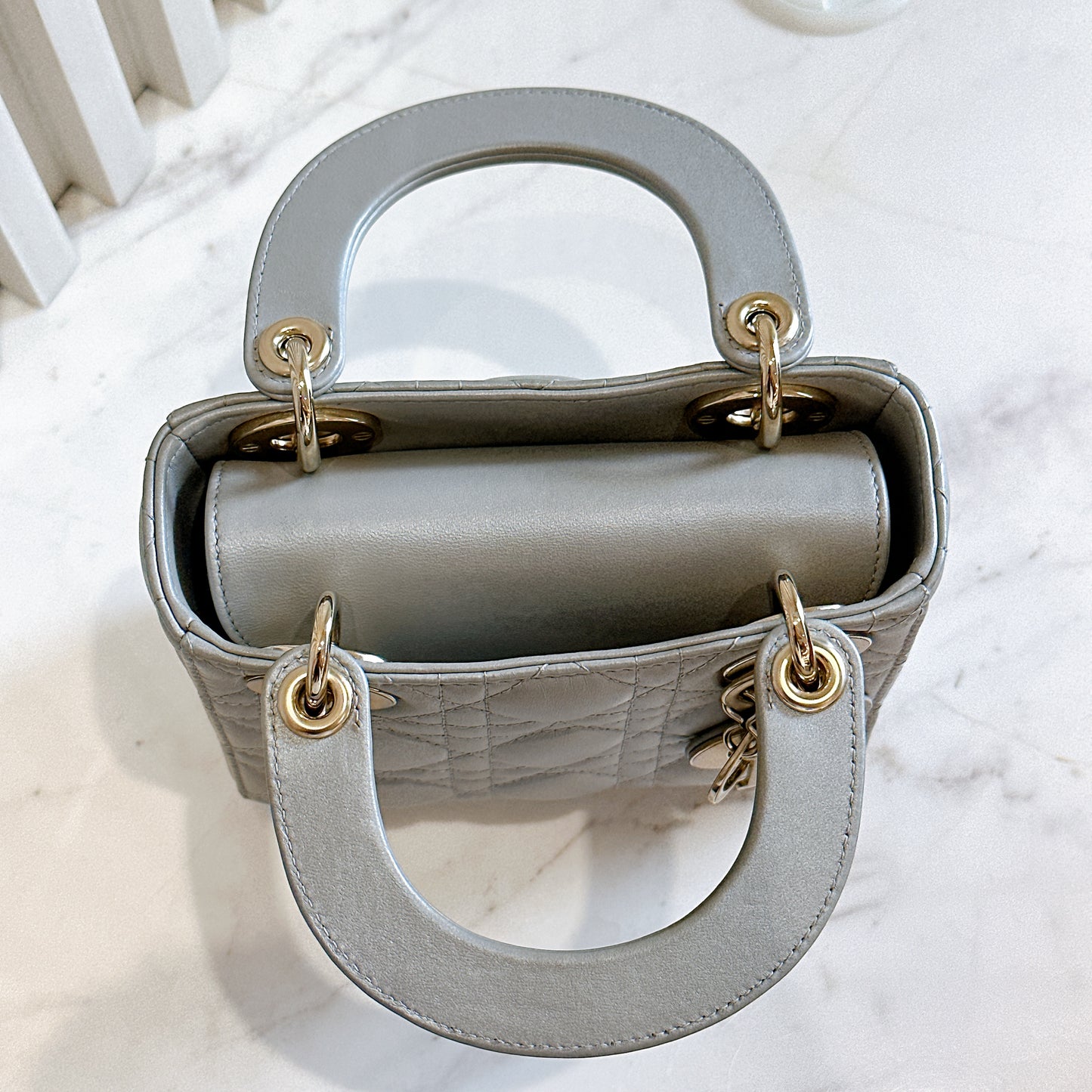 Mini Lady Dior in Grey Pearlescent