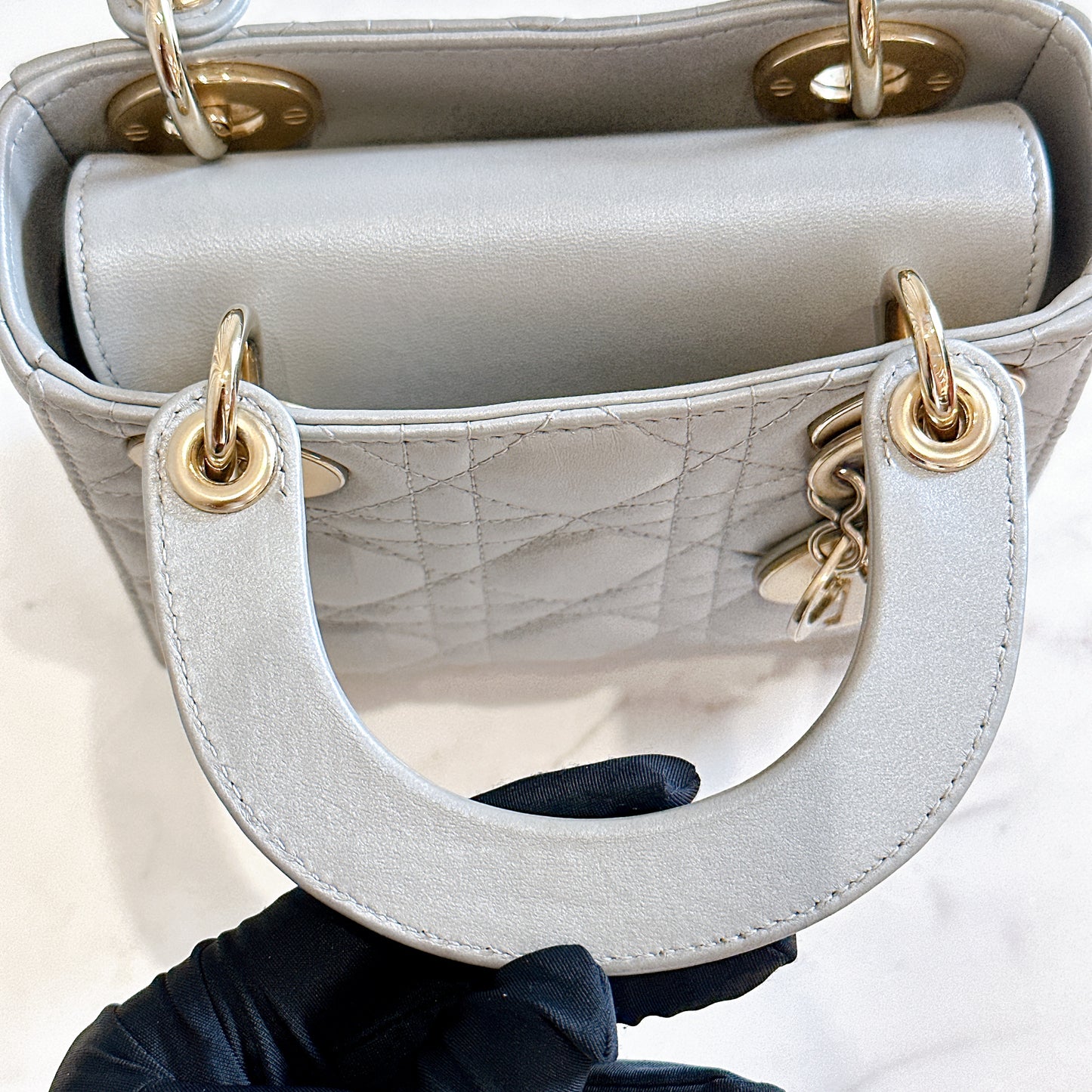 Mini Lady Dior in Grey Pearlescent