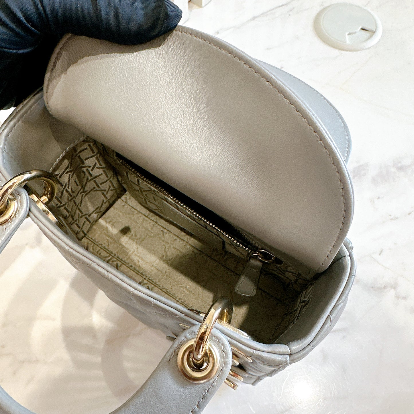 Mini Lady Dior in Grey Pearlescent