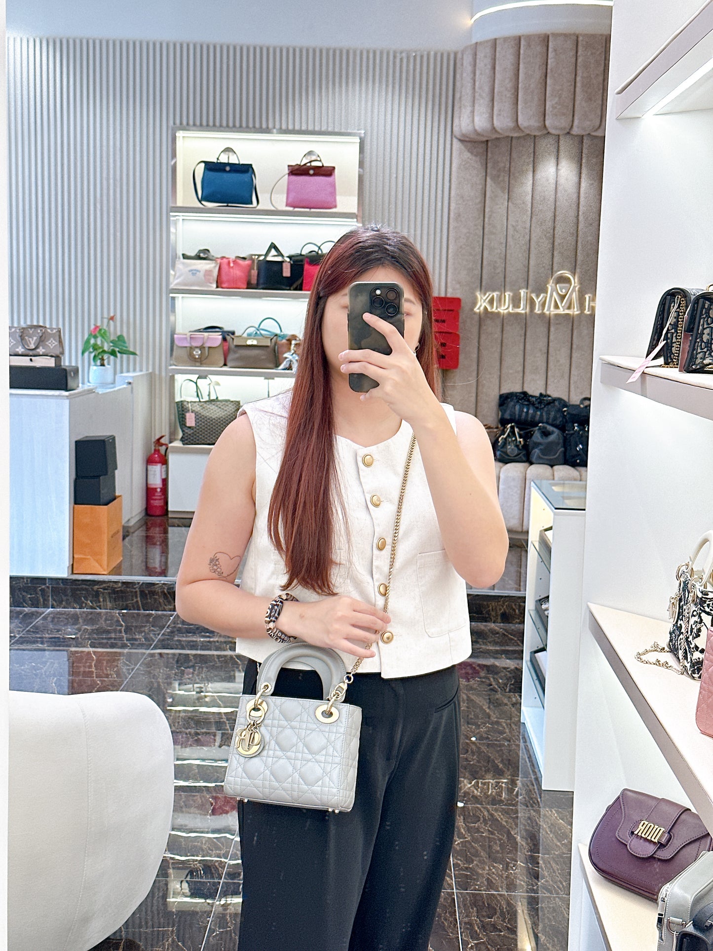 Mini Lady Dior in Grey Pearlescent
