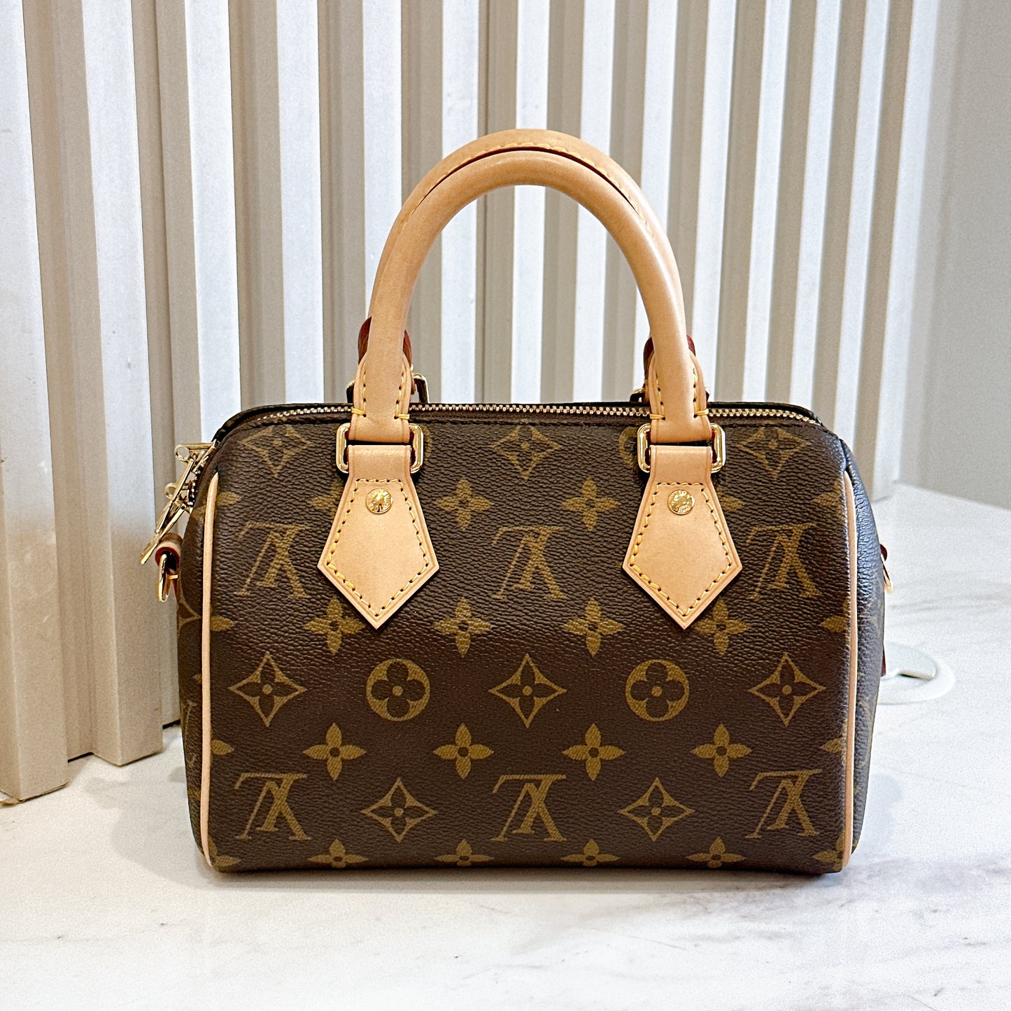 LV Monogram Speedy 20 with Beige Strap