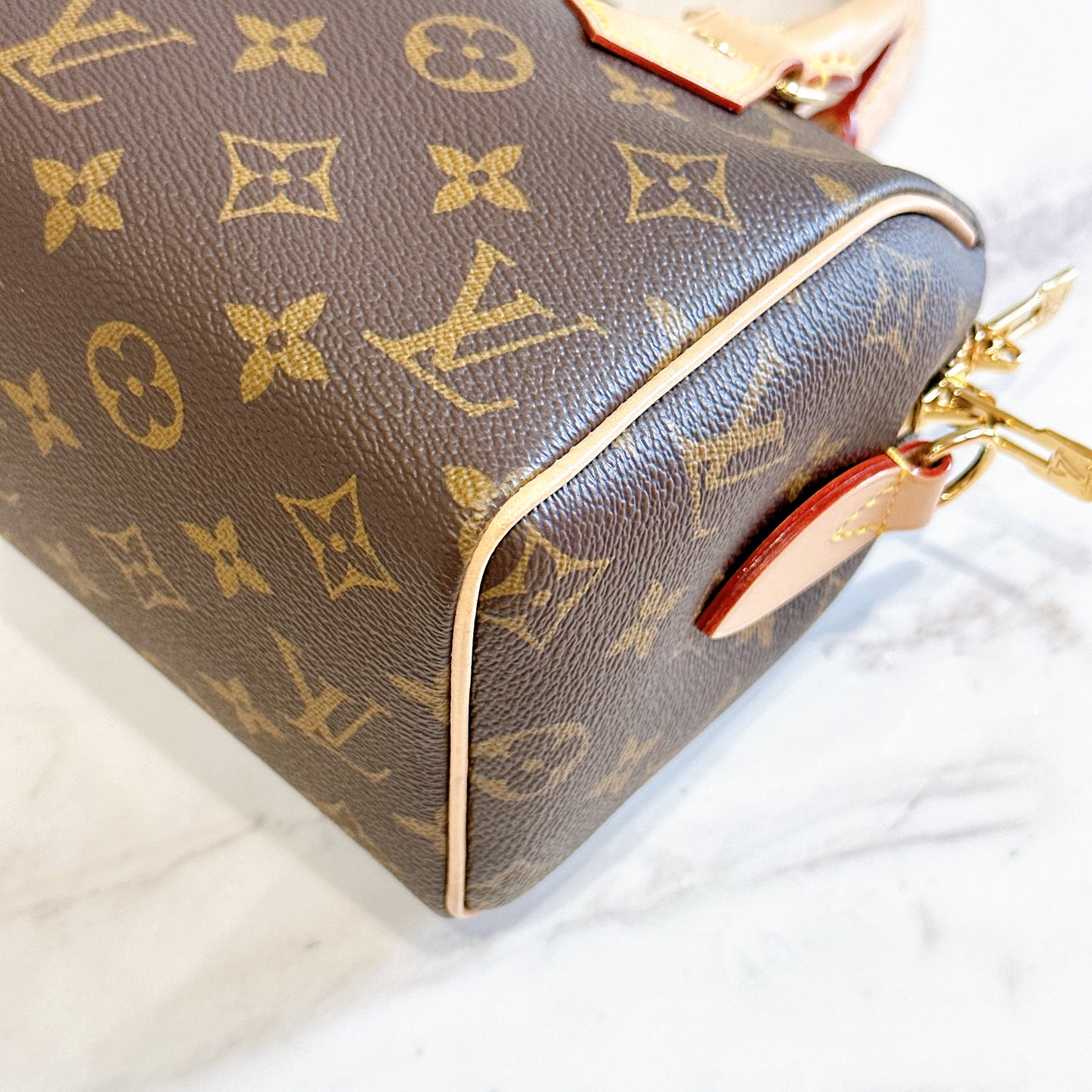LV Monogram Speedy 20 with Beige Strap