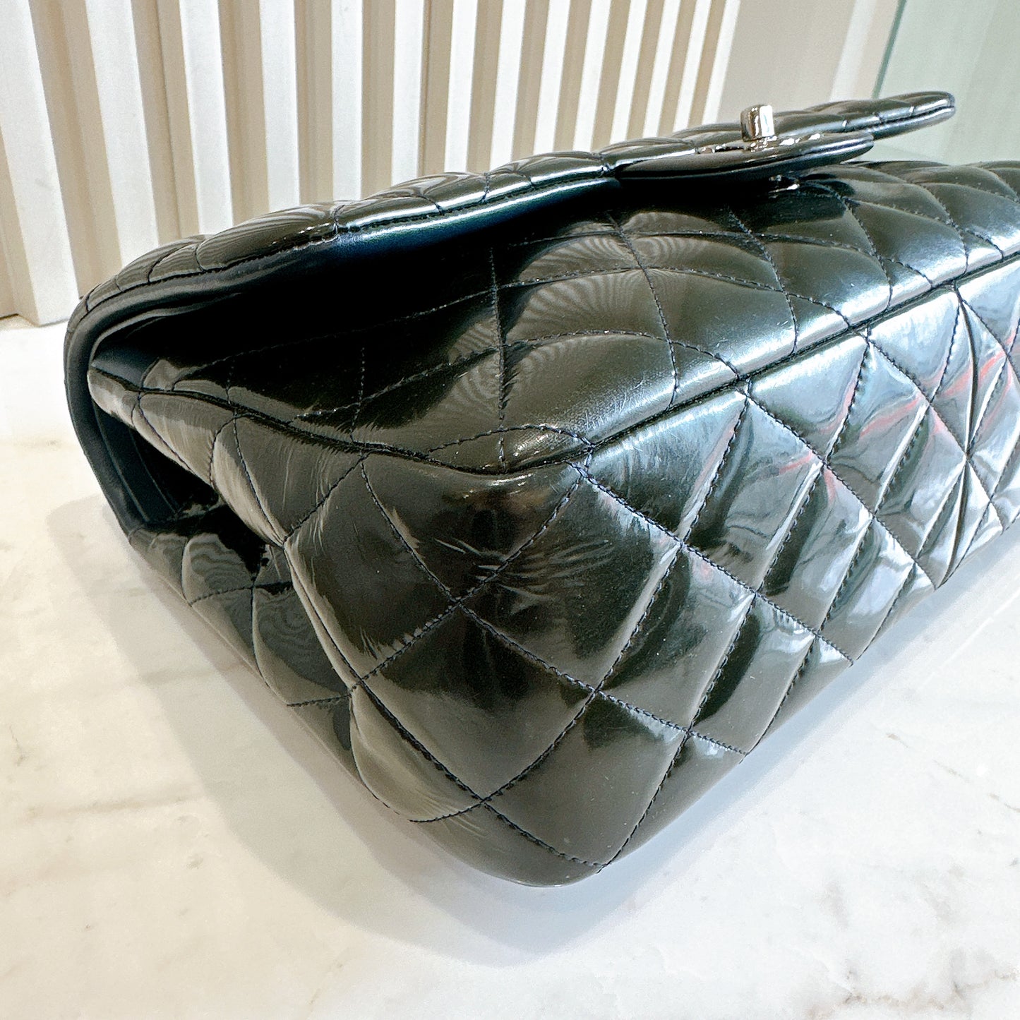 Chanel Jumbo Classic Patent in Black SHW
