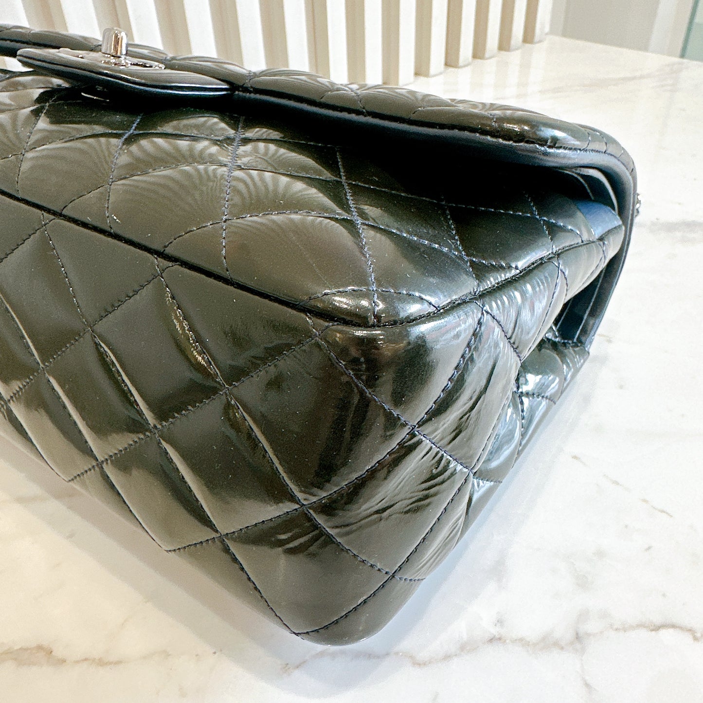 Chanel Jumbo Classic Patent in Black SHW