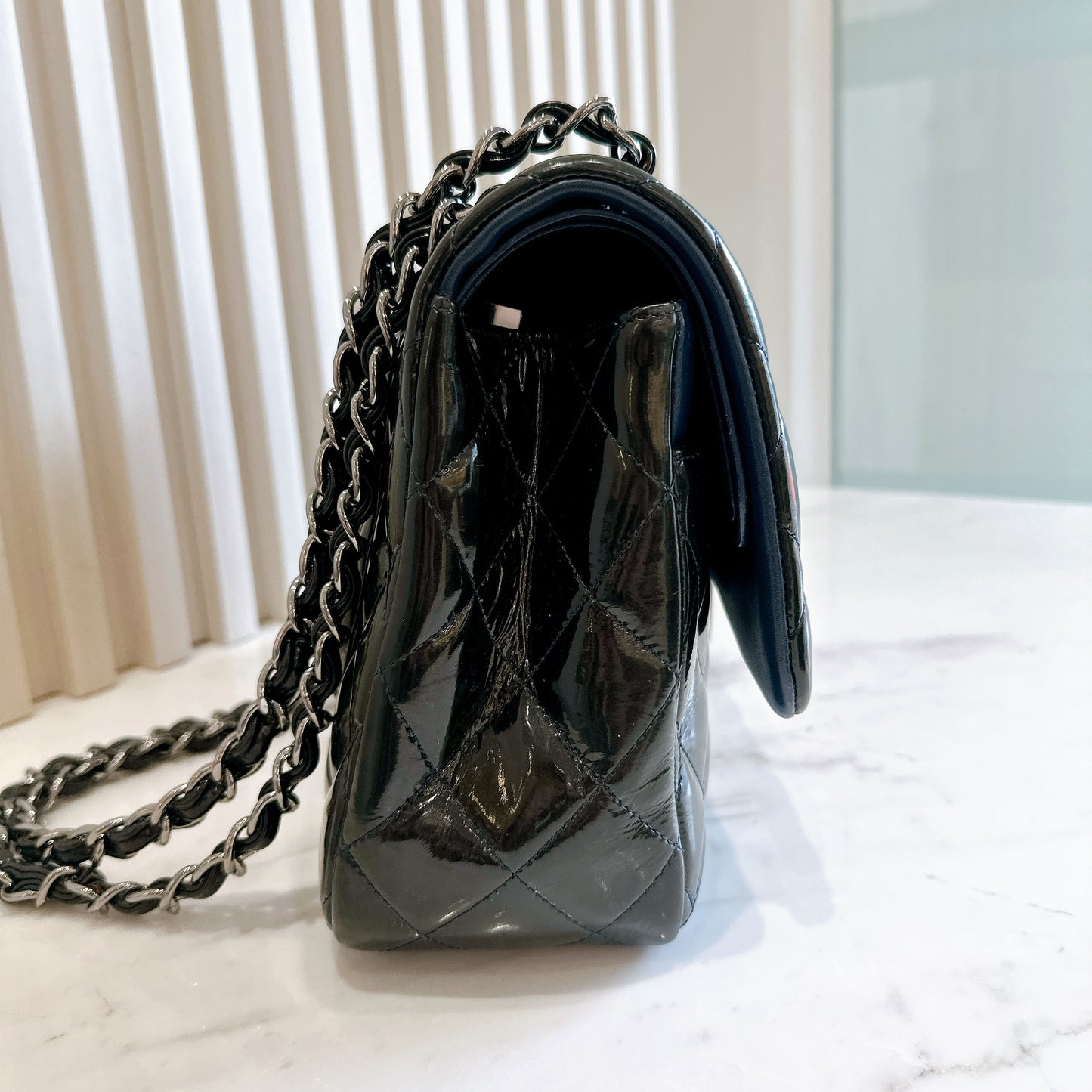 Chanel Jumbo Classic Patent in Black SHW