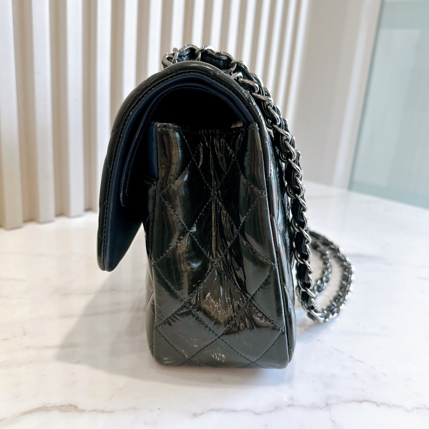 Chanel Jumbo Classic Patent in Black SHW