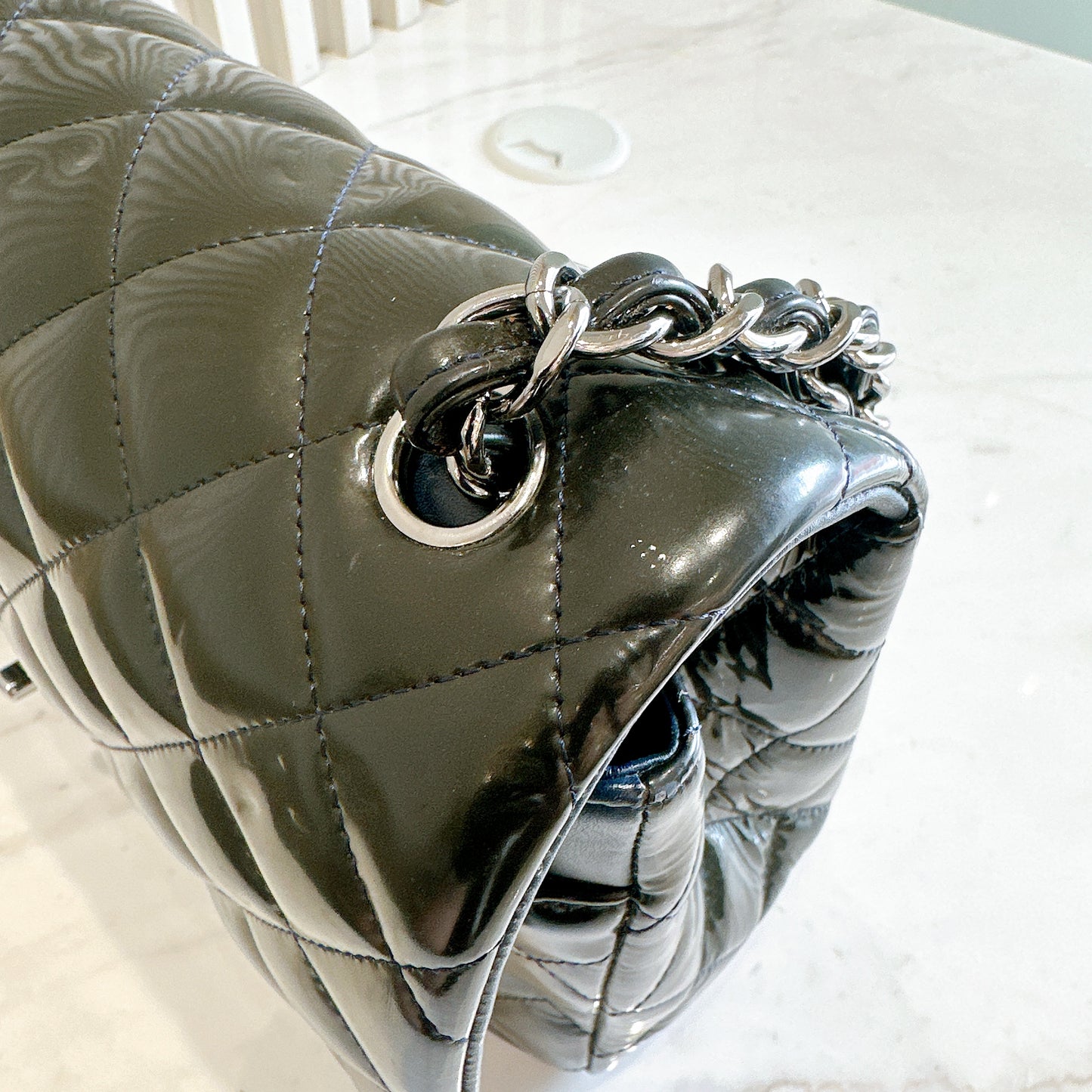 Chanel Jumbo Classic Patent in Black SHW