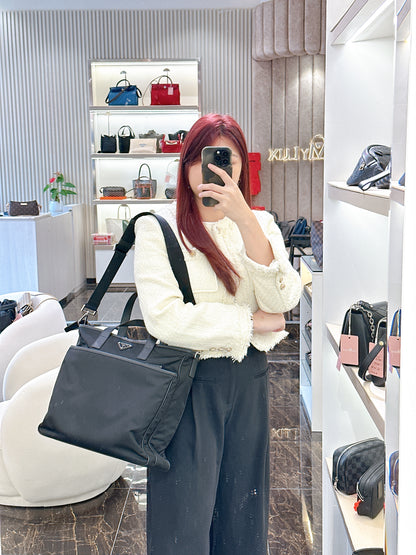Prada Nero Saffiano Tessuto 2 Ways Tote