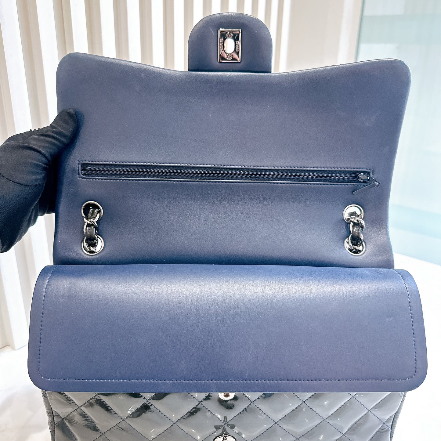 Chanel Jumbo Classic Patent in Black SHW