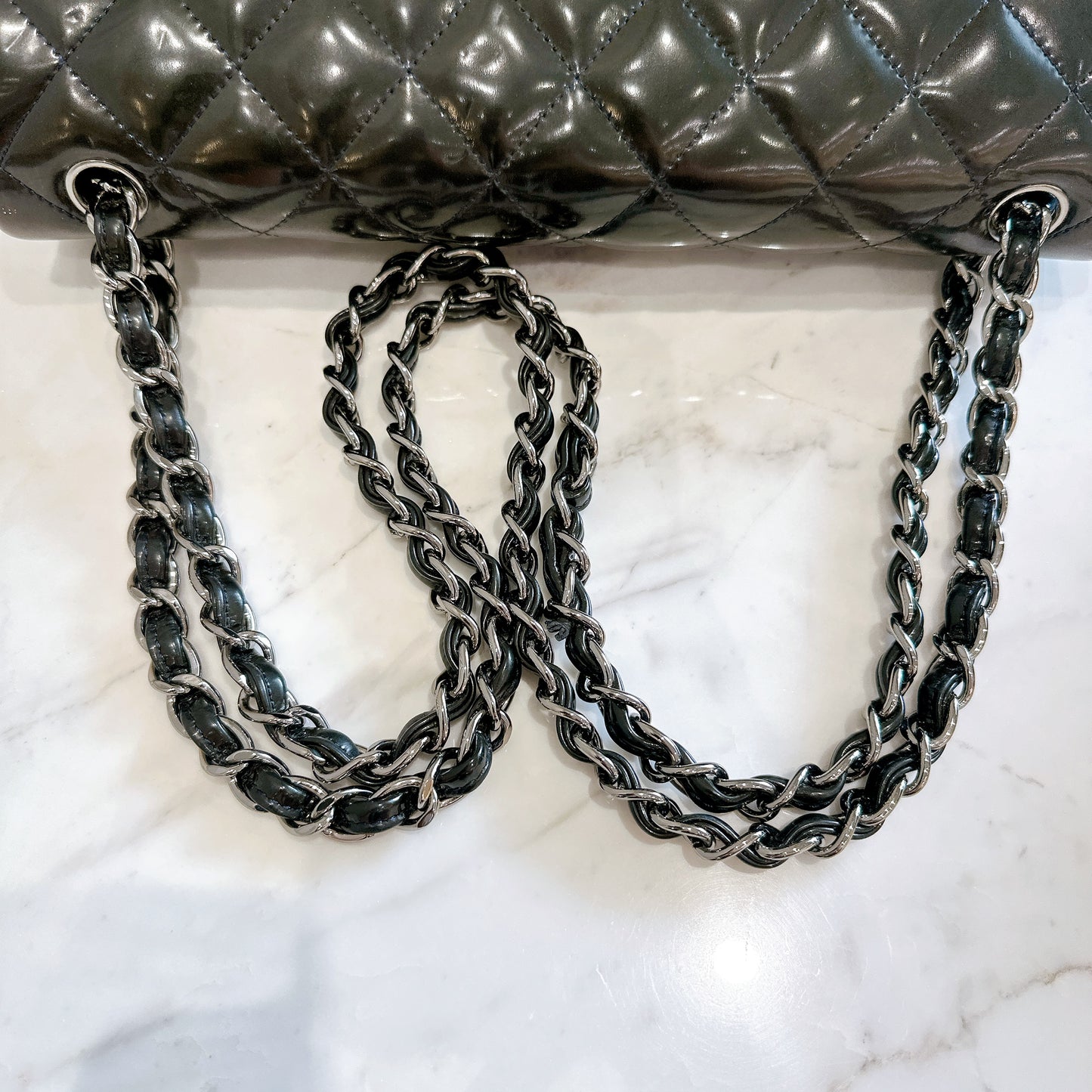 Chanel Jumbo Classic Patent in Black SHW