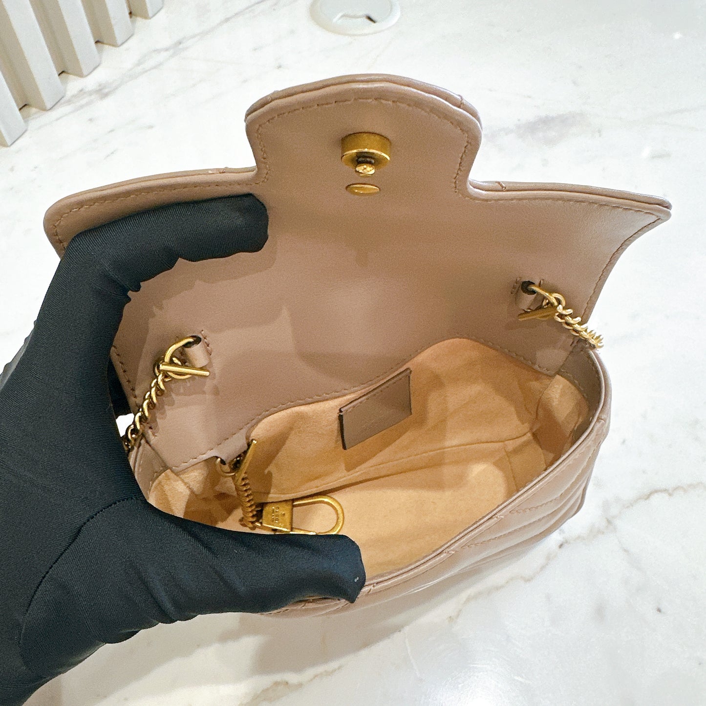 Gucci Marmont Supermini in Dusty Pink