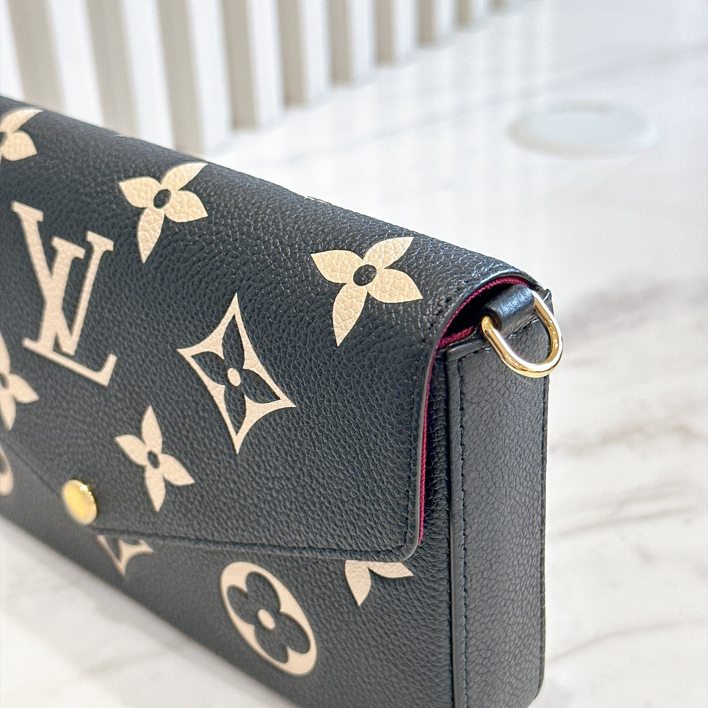 LV Bicolour Felicie Pochette in Black/Creme