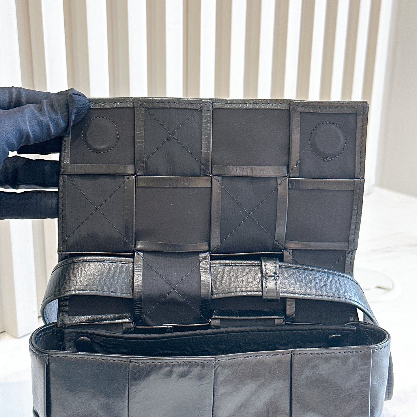 Bottega Veneta Paper Calfskin Intreccio Cassette Belt Bag