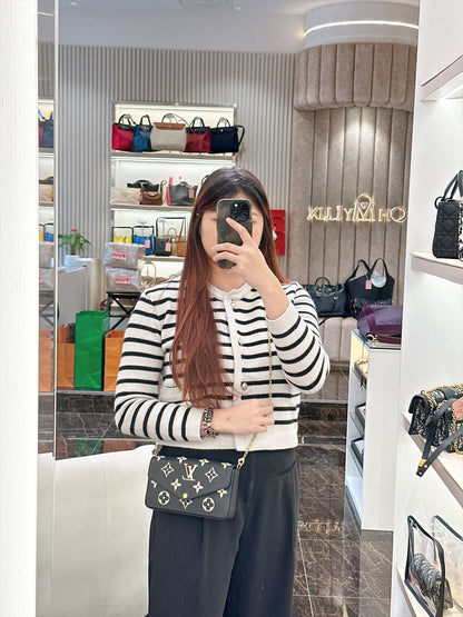 LV Bicolour Felicie Pochette in Black/Creme