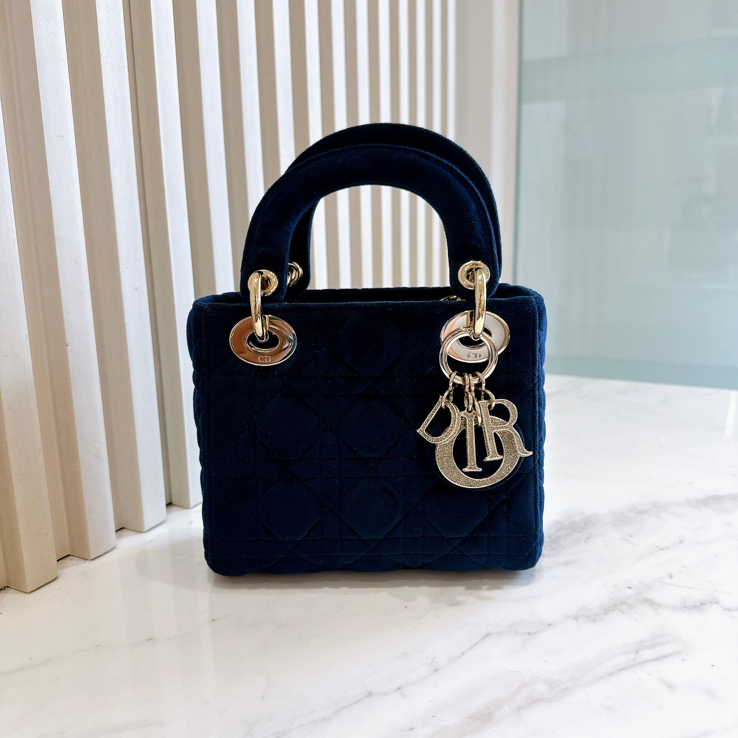 Lady Dior Mini in Blue Velvet
