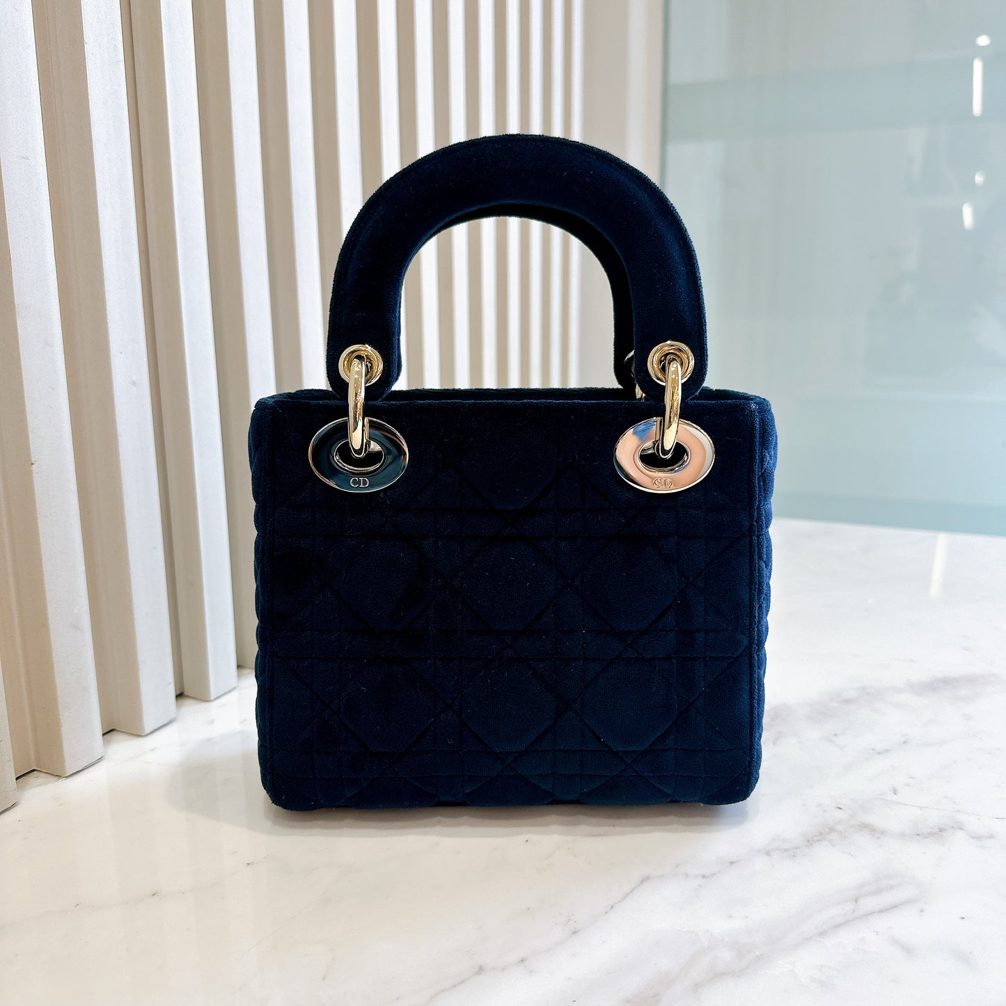 Lady Dior Mini in Blue Velvet