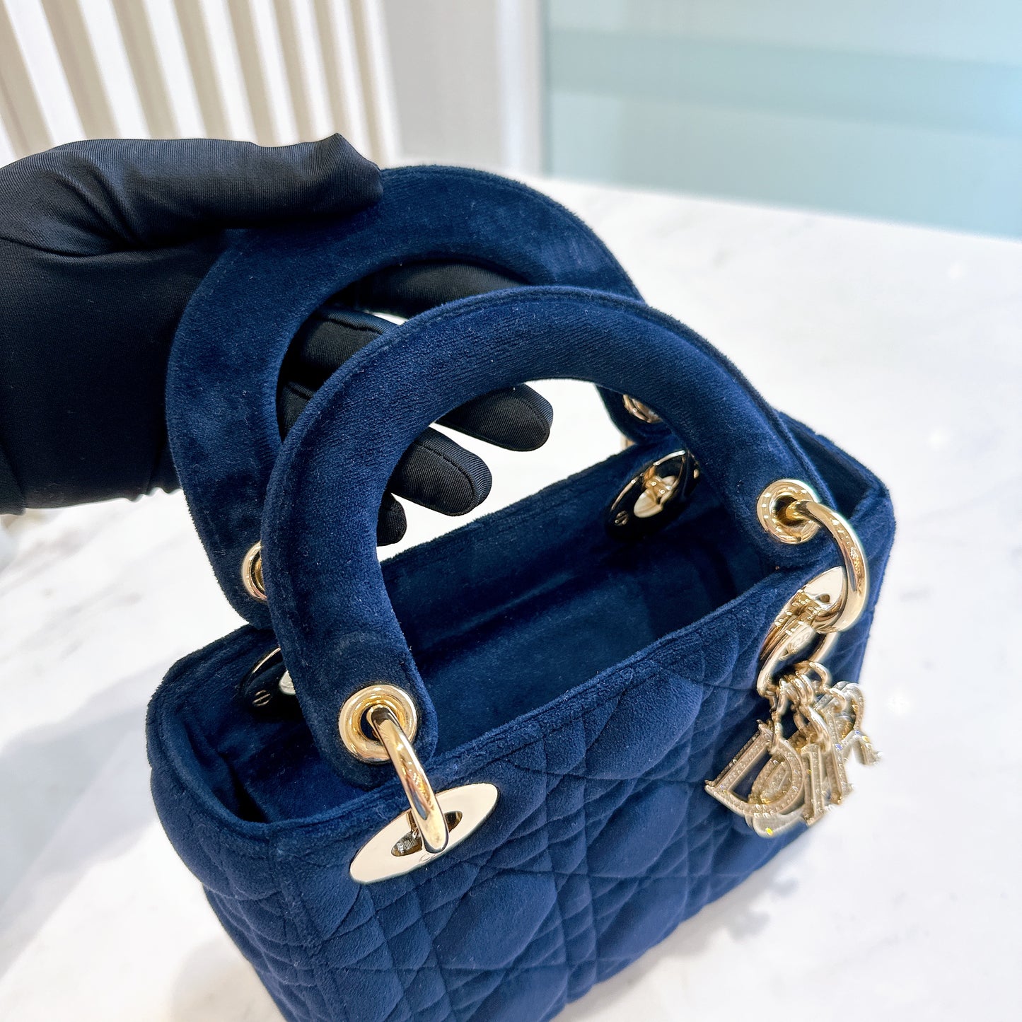 Lady Dior Mini in Blue Velvet