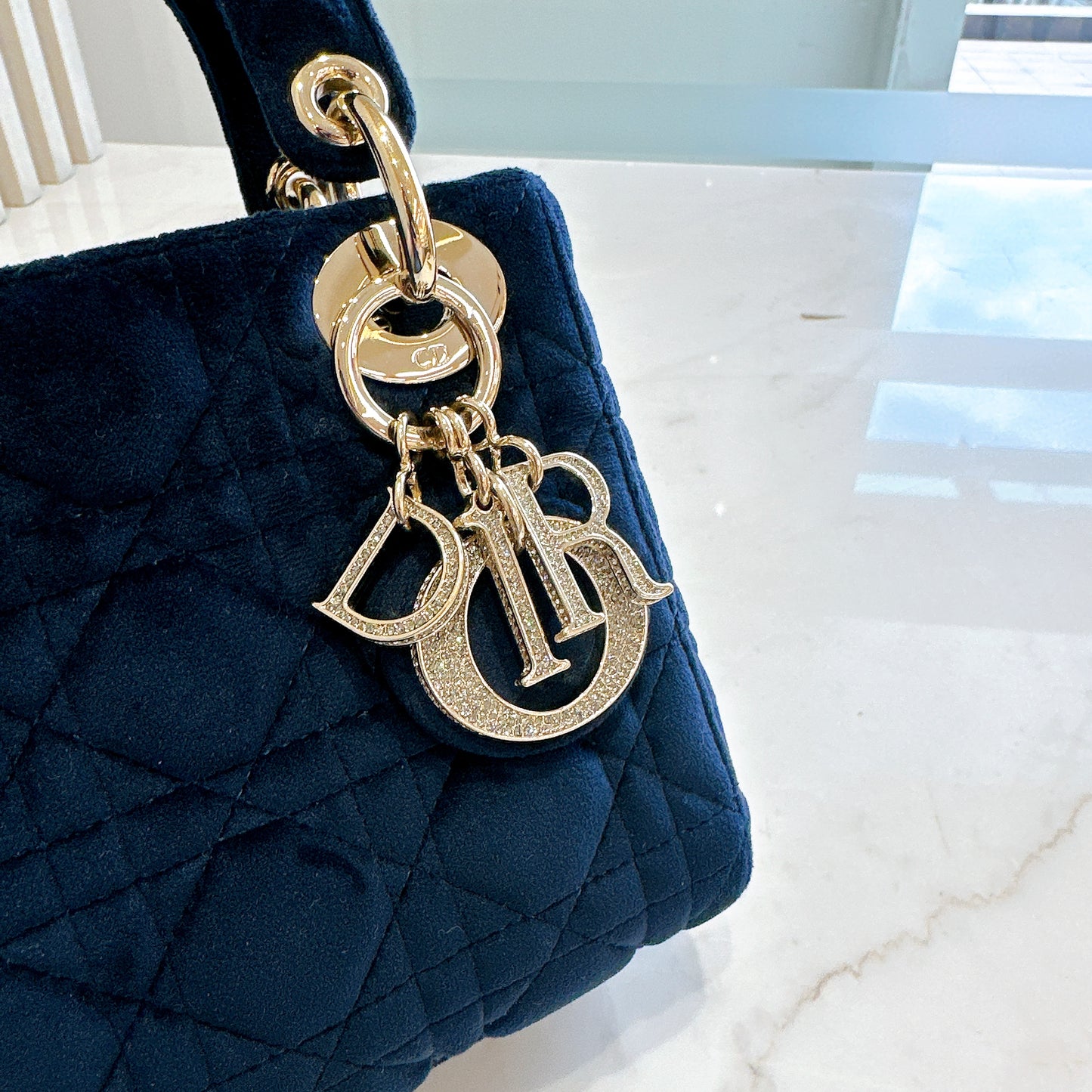 Lady Dior Mini in Blue Velvet