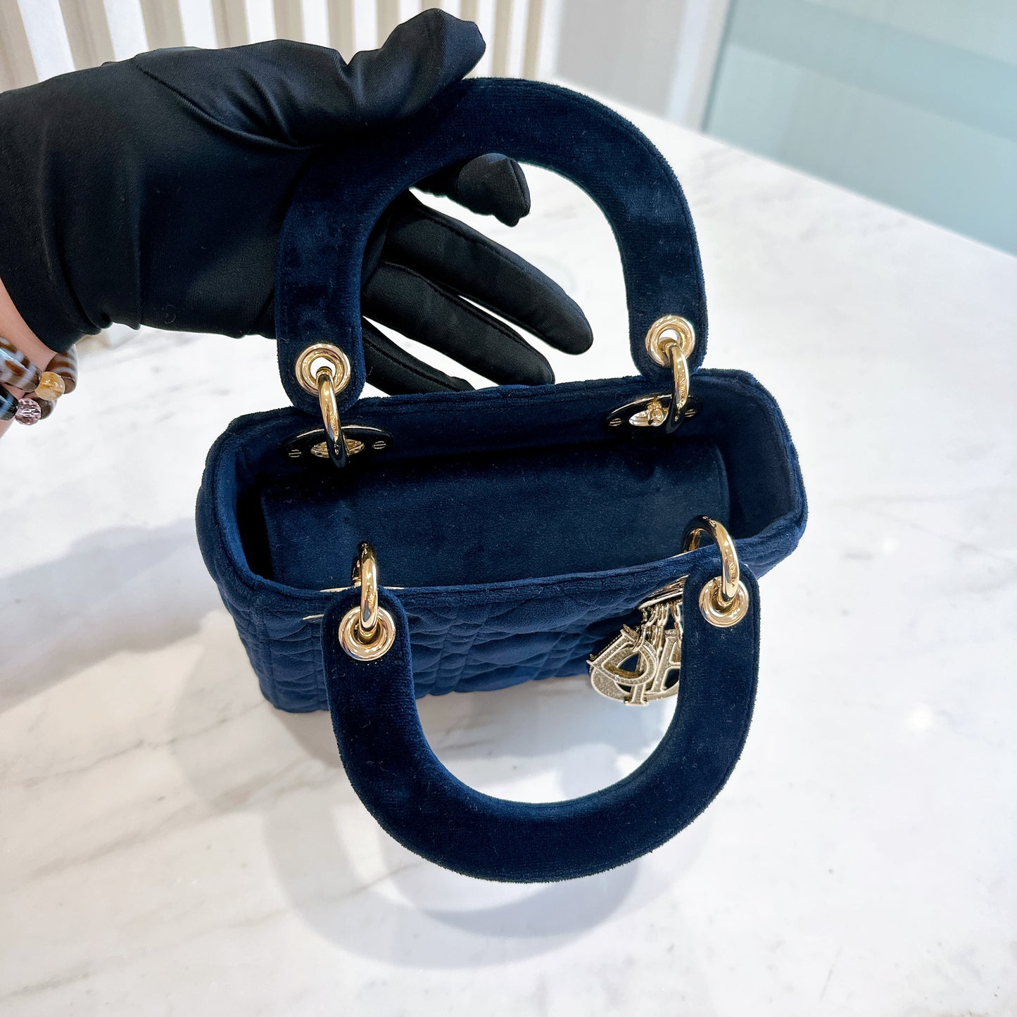 Lady Dior Mini in Blue Velvet