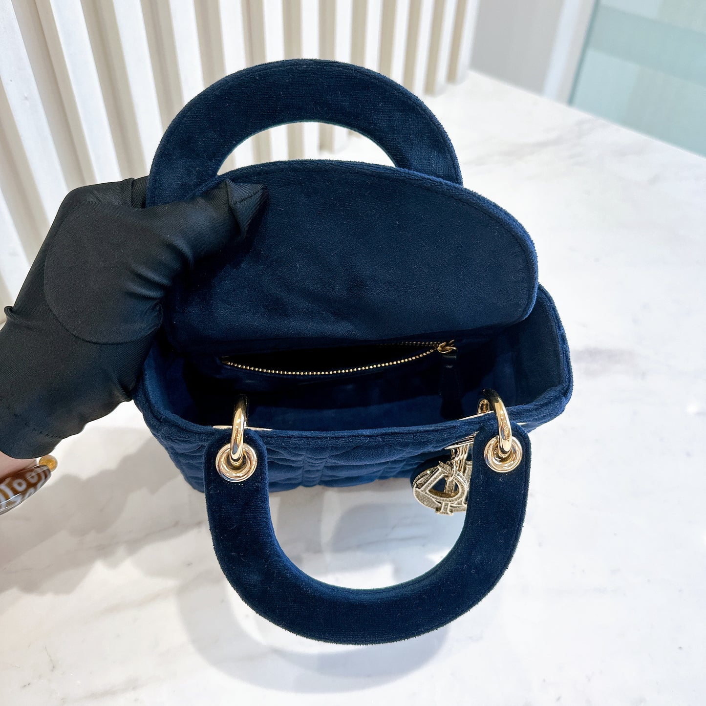 Lady Dior Mini in Blue Velvet