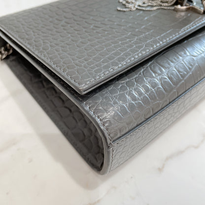 YSL Medium Kate With Tassel in Grey SHW