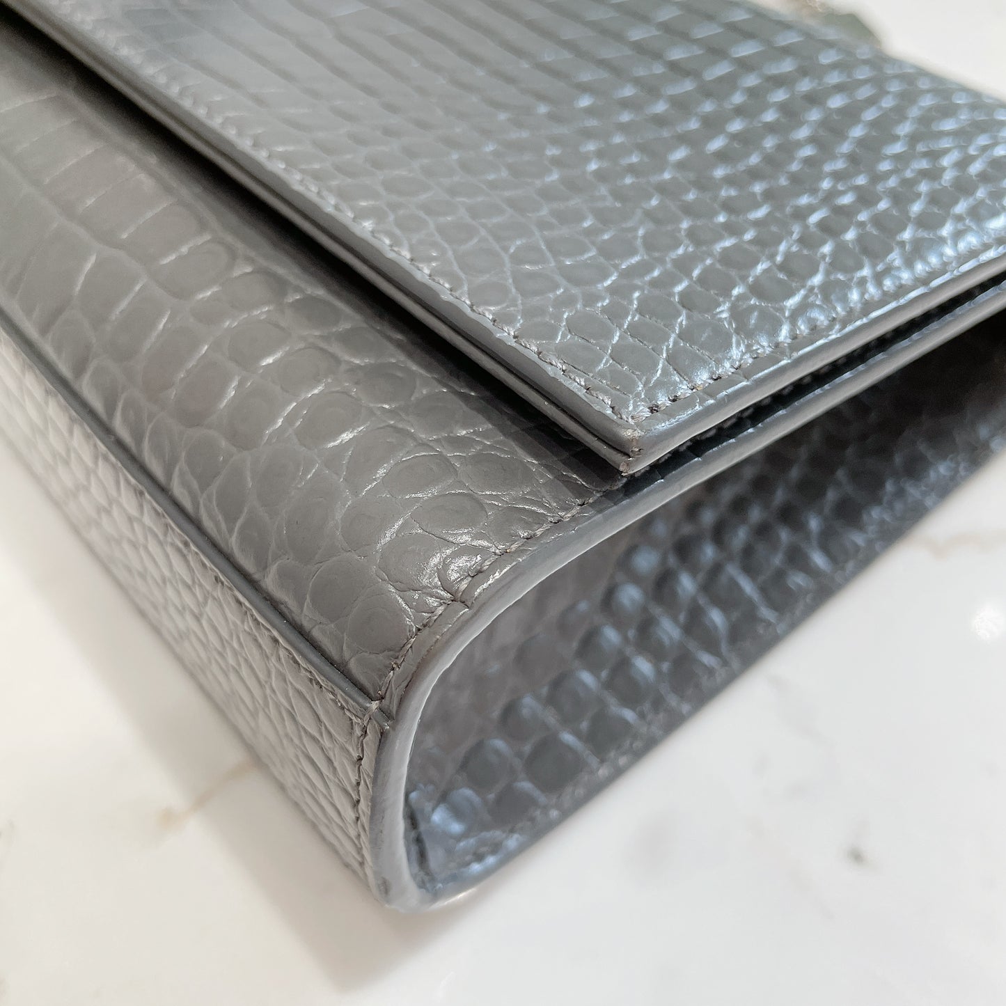 YSL Medium Kate With Tassel in Grey SHW